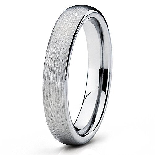 Silly Kings Jewelry 4mm Tungsten Wedding Band Gray Tungsten Ring Brushed Dome Tungsten Band Men and Women Comfort Fit Image 1