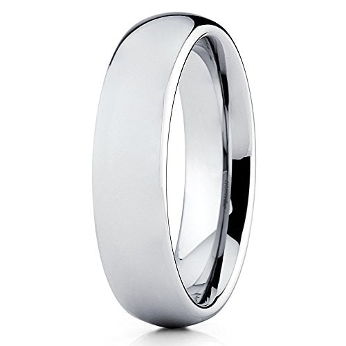 5mm Polished Silver Tungsten Carbide Wedding Band Gray Tungsten Ring Classice Dome Comfort Fit (10) Image 1