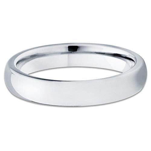 4mm Polished Silver Tungsten Wedding Band Gray Tungsten Carbide Ring Dome Shape Unisex Comfort Fit (10) Image 2