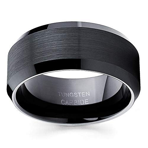10mm Black Tungsten Ring Anniversary Ring Men and Women Black Tungsten Ring Unique Tungsten Ring Comfort Fit (15) Image 2