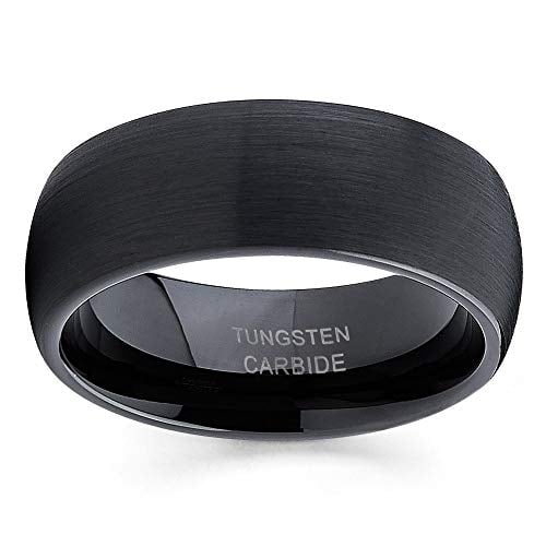 8mm Black Tungsten Wedding Band Tungsten Wedding Ring Black Tungsten Ring Brush Men and Women Comfort Fit Ring (9.5) Image 3