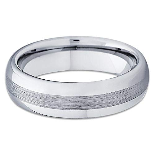 6mm Tungsten Wedding Band Brushed Silver Tungsten Ring Tungsten Carbide Ring Dome Men and Women Comfort Fit (6) Image 3