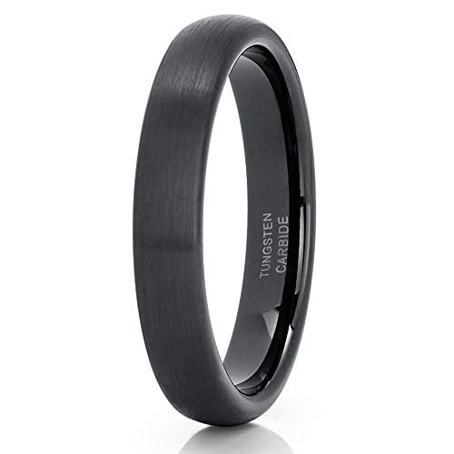 4mm Black Tungsten Wedding Band 4mm Tungsten Carbide Ring Anniversary Ring Men and Women Comfort Fit Ring (12) Image 1