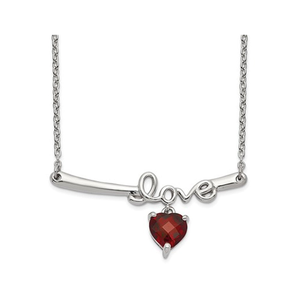 1.30 Carat (ctw) Garnet Love Necklace in Sterling Silver Image 1