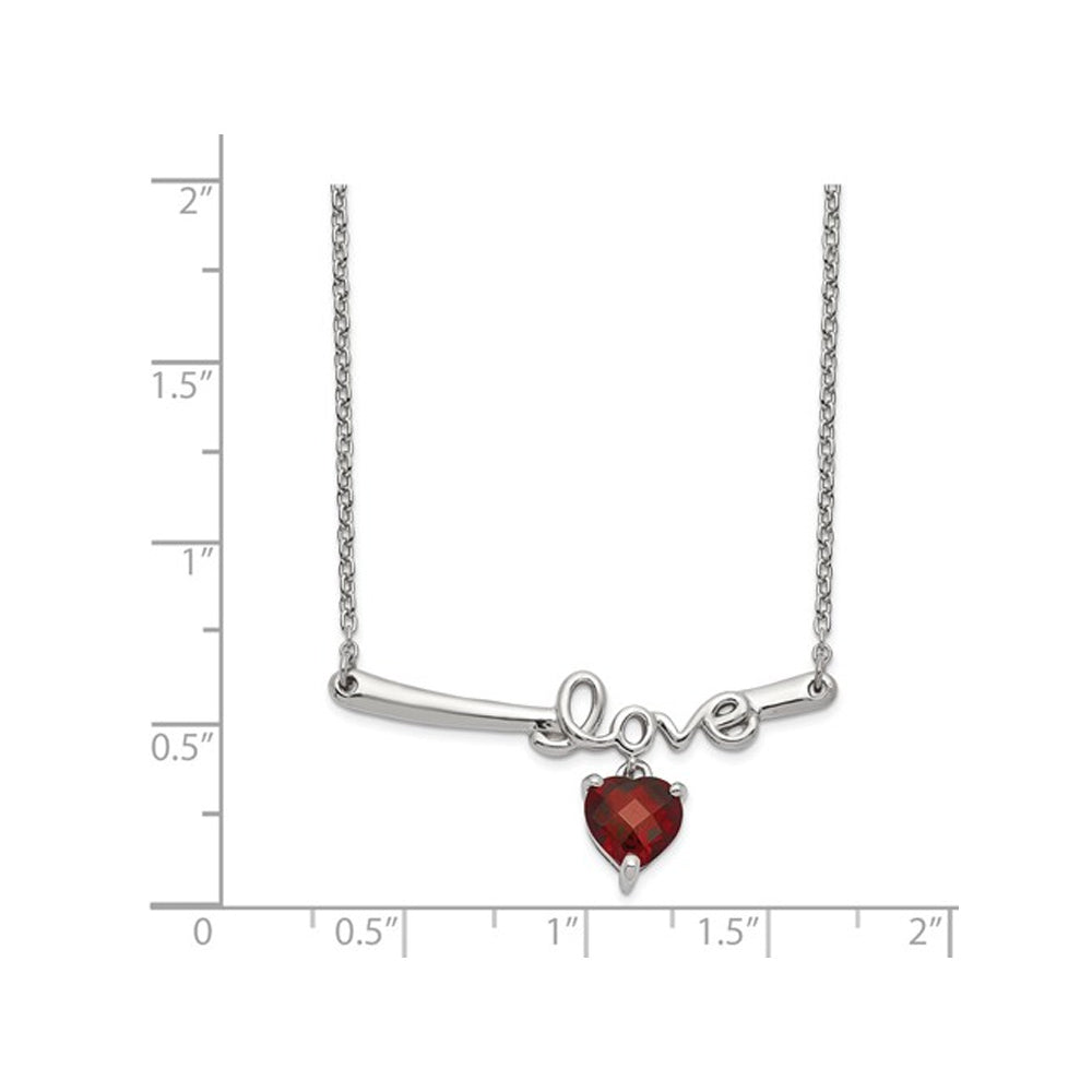 1.30 Carat (ctw) Garnet Love Necklace in Sterling Silver Image 2