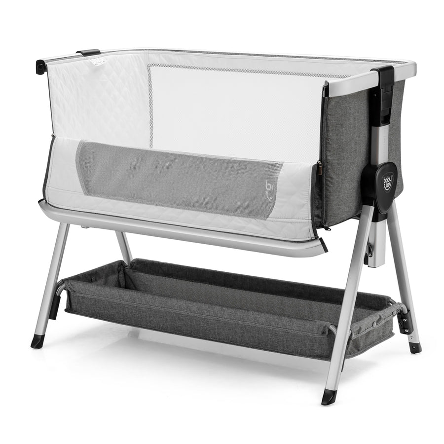 Babyjoy Baby Bed Side Crib Portable Adjustable Infant Travel Sleeper Bassinet Peach/Dark Grey/Light Grey Image 1