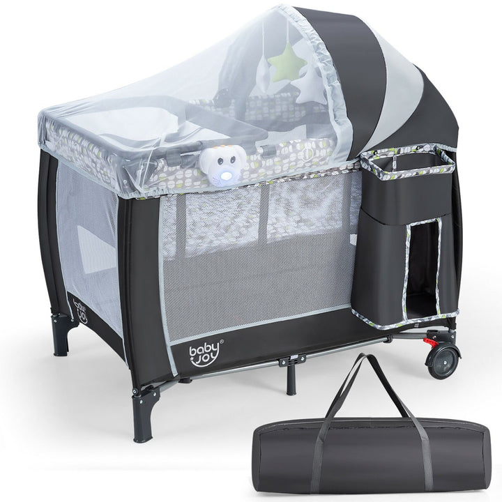 Babyjoy Portable Foldable Baby Playard Playpen Nursery Center w/ Changing Station and Net Image 1