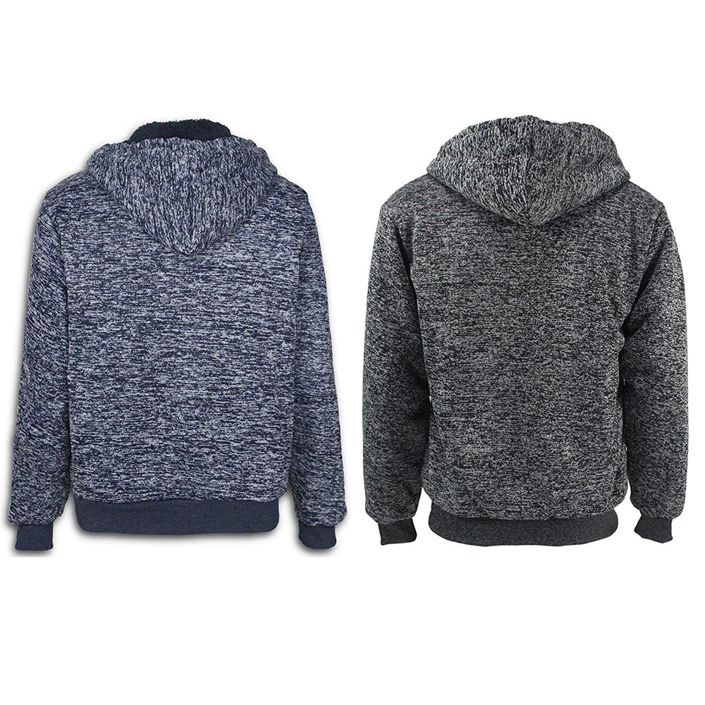 2-Pack: Mens Marled Extra-Thick Sherpa-Lined Fleece Hoodies Image 2