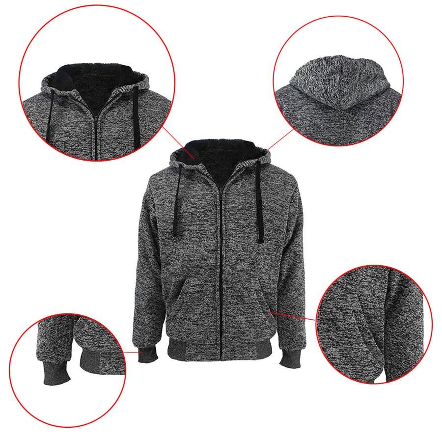 2-Pack: Mens Marled Extra-Thick Sherpa-Lined Fleece Hoodies Image 1