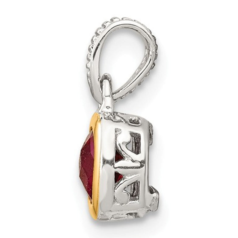 2/5 Carat (ctw) Lab-Created Ruby Solitaire Pendant Necklace in Yellow Plated Sterling Silver with Chain Image 3