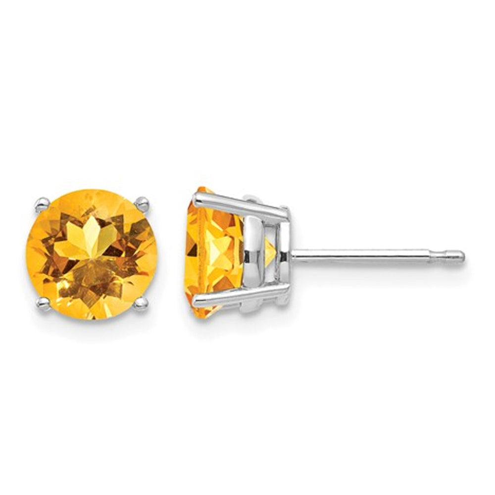 Natural Citrine 2.50 Carat (ctw) Solitaire Post Earrings in 14K White Gold Image 1