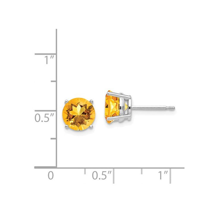 Natural Citrine 2.50 Carat (ctw) Solitaire Post Earrings in 14K White Gold Image 2