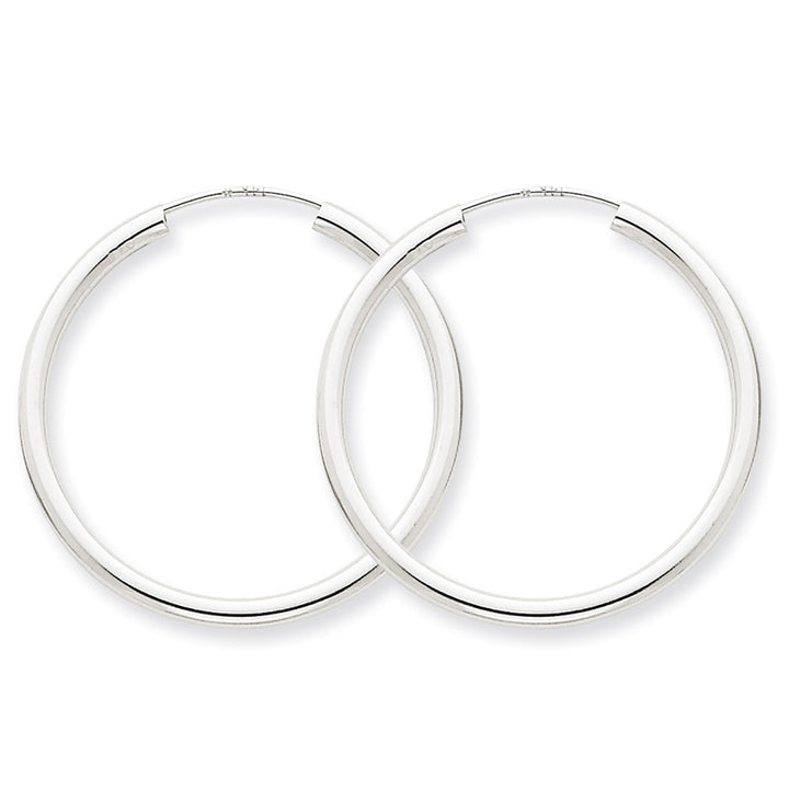 Medium Hoop Earrings in 14K White Gold 1 1/4 Inch (2.00 mm) Image 2