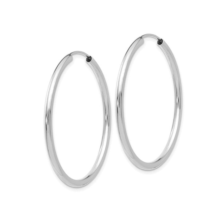 Medium Hoop Earrings in 14K White Gold 1 1/4 Inch (2.00 mm) Image 4