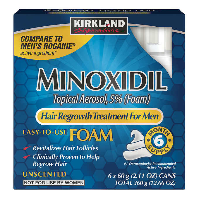 Kirkland Signature Hair Regrowth Treatment Minoxidil Foam for Men 2.11oz (6 Ct) Image 1