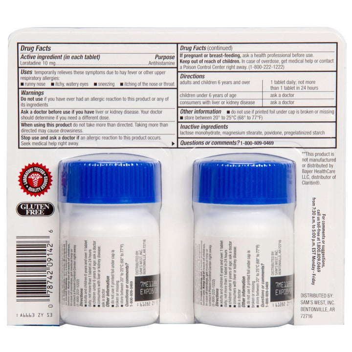 Members Mark 10mg Aller-Itin Loratadine 200 Count (2 Pack) Image 3