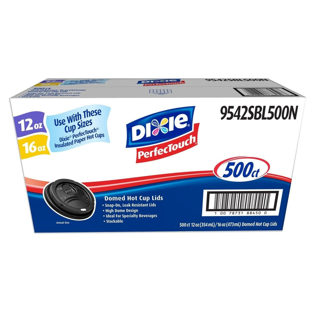 Dixie PerfecTouch Black Domed Hot Cup Lids 12/16oz - 500 Count Image 1