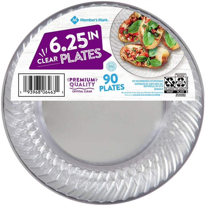 Members Mark Clear Plastic Plates 6.25" (90 Count) Image 1