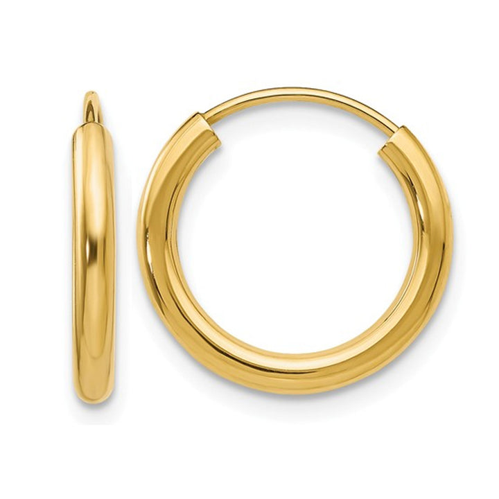 14K Yellow Gold Small Hoop Earrings 1/2 Inch (2.00 mm) Image 1