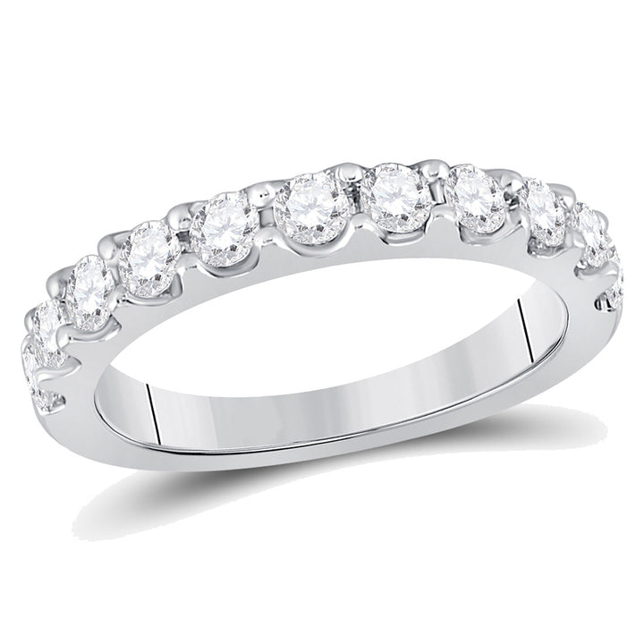 7/8 Carat (ctw H-II1-I2) Diamond Wedding Band Anniversary Ring in 14K White Gold Image 1