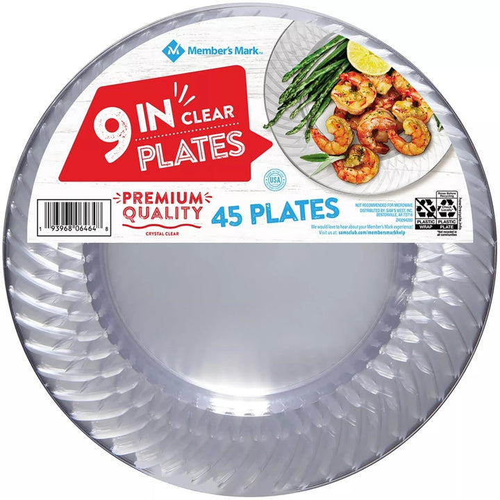 Members Mark Clear Plastic Plates 9" (45 Count) Image 1