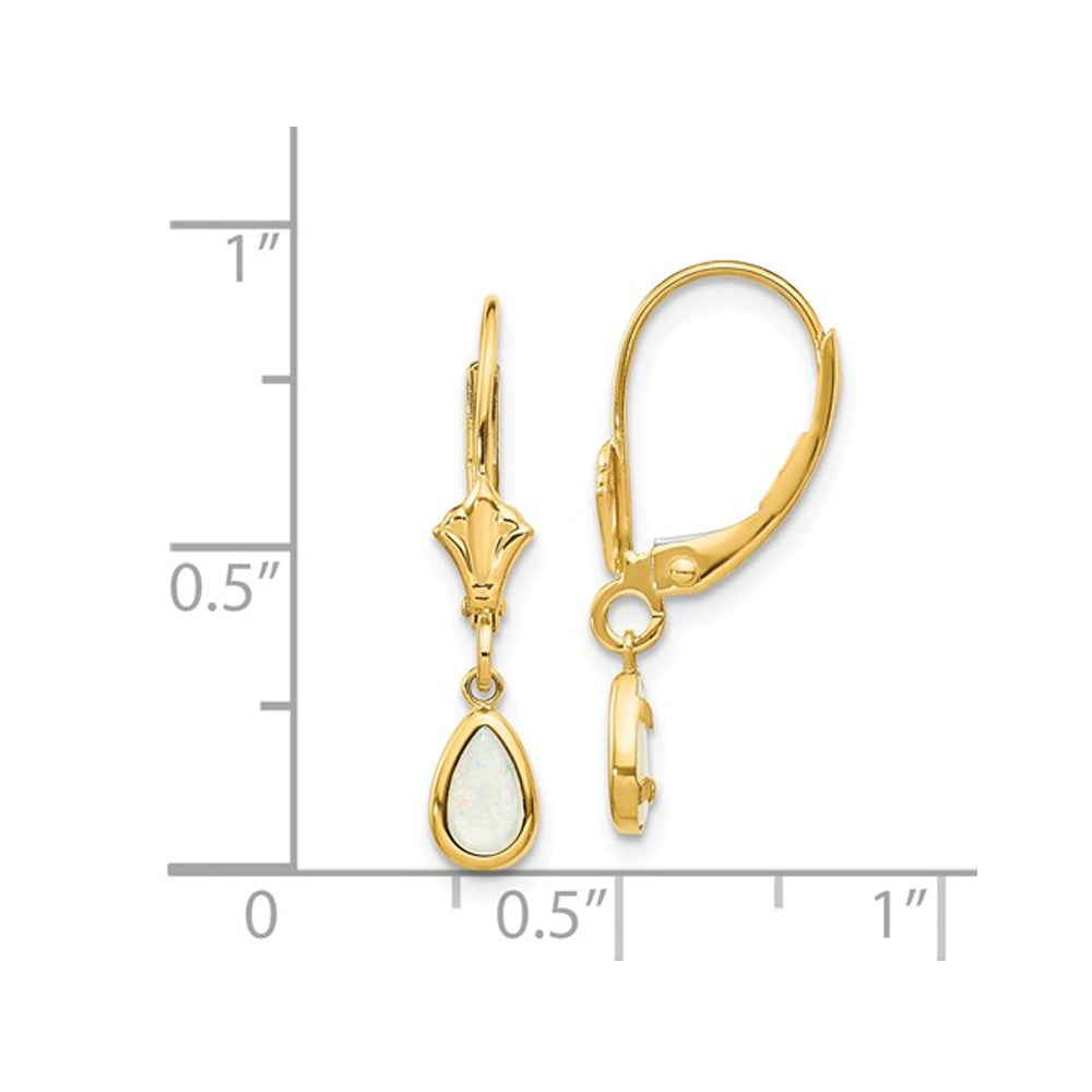 Opal Drop Dangle Earrings 1/2 Carat (ctw) in 14K Yellow Gold Image 2