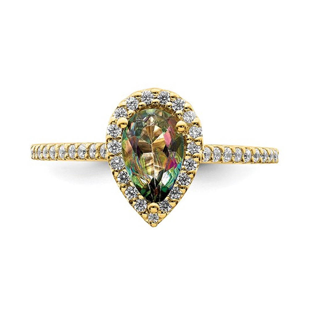 9/10 Carat (ctw) Mystic Fire Topaz Engagement Ring in 14K Yellow Gold with 1/4 Carat (ctw) Diamonds Image 4