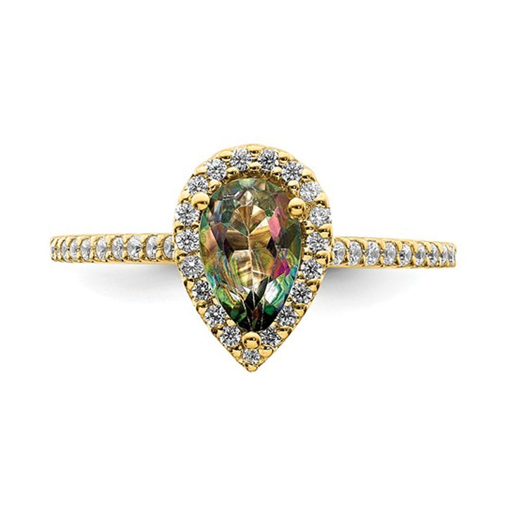 9/10 Carat (ctw) Mystic Fire Topaz Engagement Ring in 14K Yellow Gold with 1/4 Carat (ctw) Diamonds Image 4