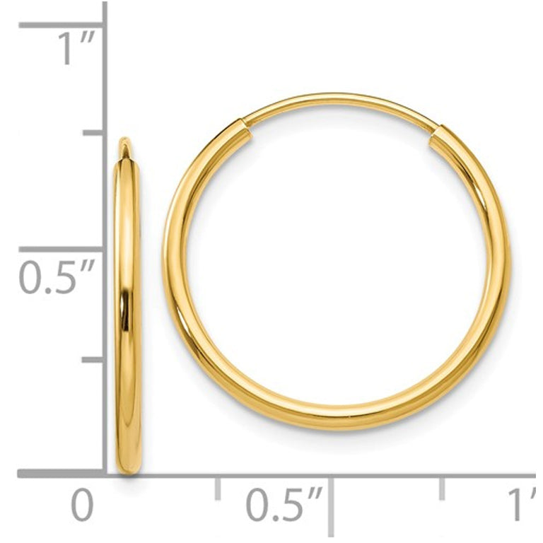 Small Hoop Earrings in 14K Yellow Gold 3/4 (1.50 mm) Image 2