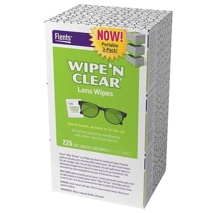 Flents Wipe n Clear Lens Wipe 225 Soft-Quilted Lens Wipes Image 1