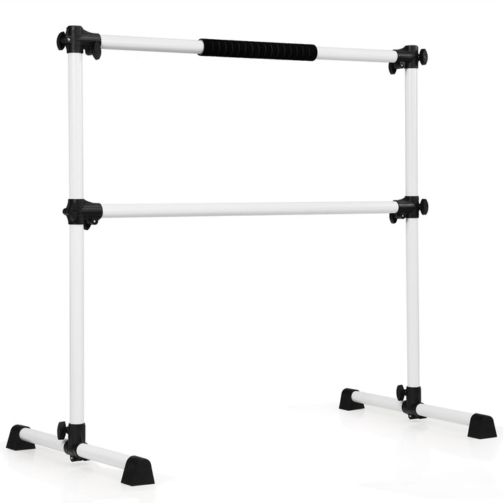 Portable Ballet Barre 4ft Freestanding Adjustable Double Dance Bar Silver Image 10