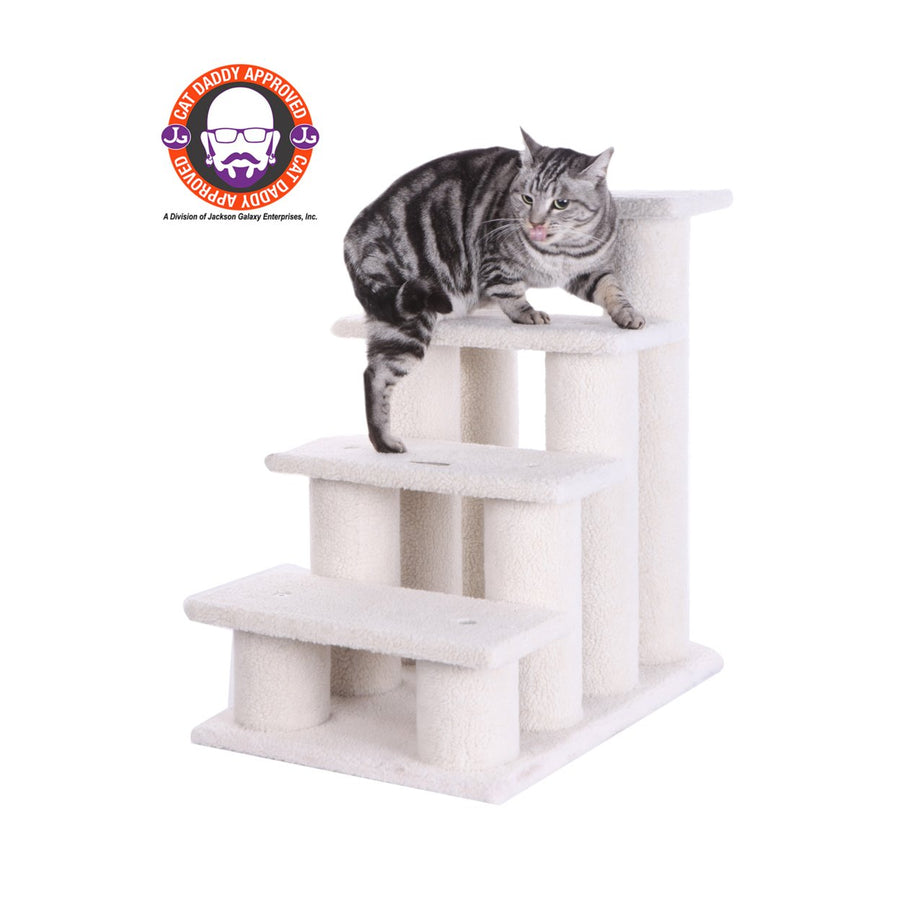 Armarkat Ivory Carpet Pet Steps Jackson Galaxy ApprovedFour Steps Real Wood Stair B4001 Image 1