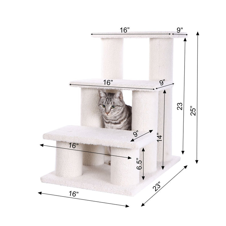 Armarkat Ivory Pet Steps in IvoryReal Wood Three Steps Pet Ramp B3001 Image 2