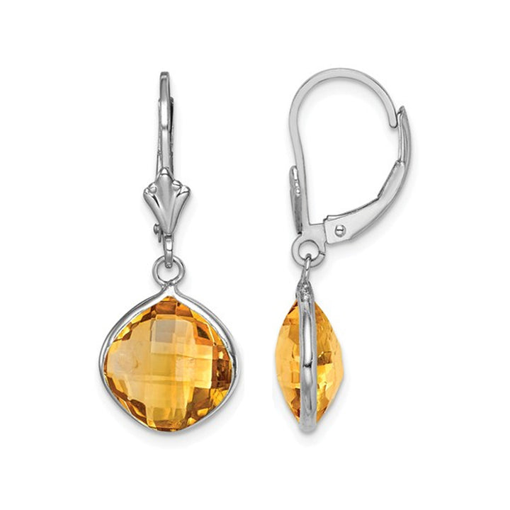 8.00 Carat Yellow Citrine Dangle Drop Leverback Earrings in Sterling Silver Image 1