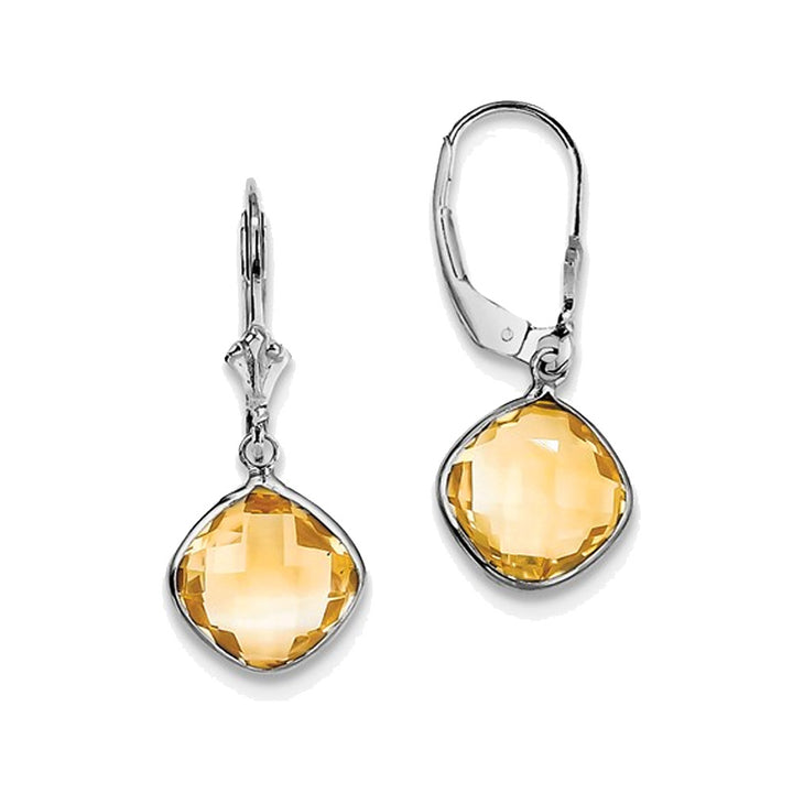 8.00 Carat Yellow Citrine Dangle Drop Leverback Earrings in Sterling Silver Image 2