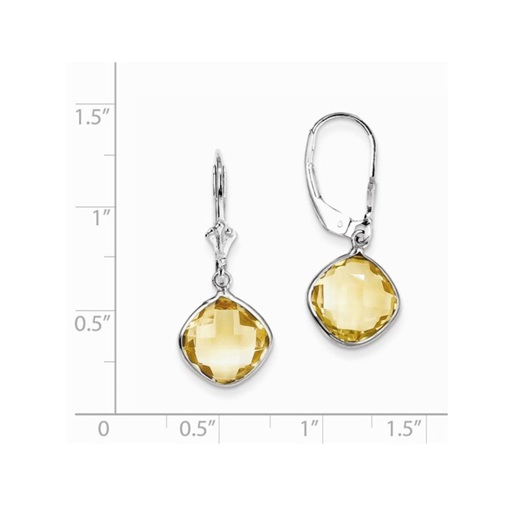 8.00 Carat Yellow Citrine Dangle Drop Leverback Earrings in Sterling Silver Image 3