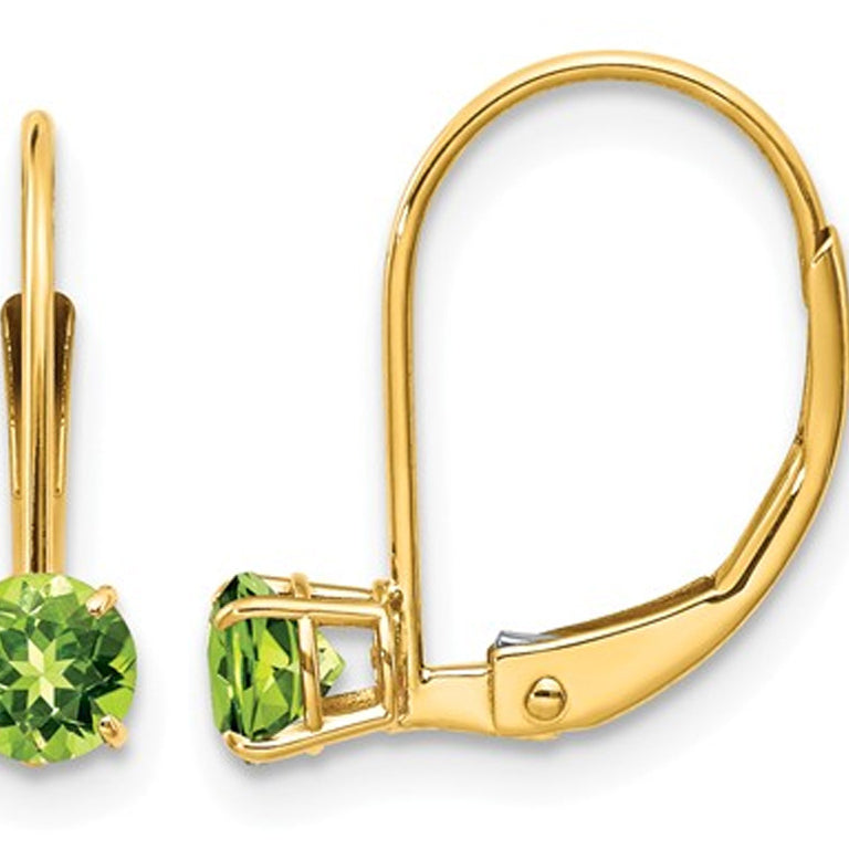 3/5 Carat (ctw) Peridot Leverback Earrings in 14K Yellow Gold Image 1