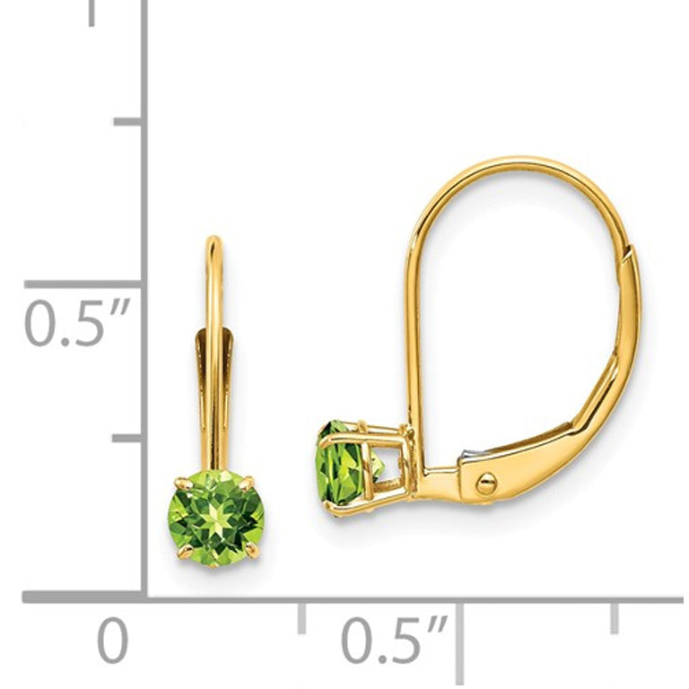 3/5 Carat (ctw) Peridot Leverback Earrings in 14K Yellow Gold Image 2