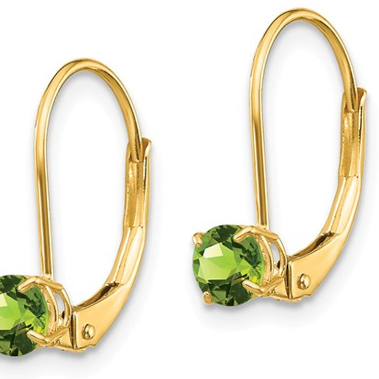 3/5 Carat (ctw) Peridot Leverback Earrings in 14K Yellow Gold Image 3