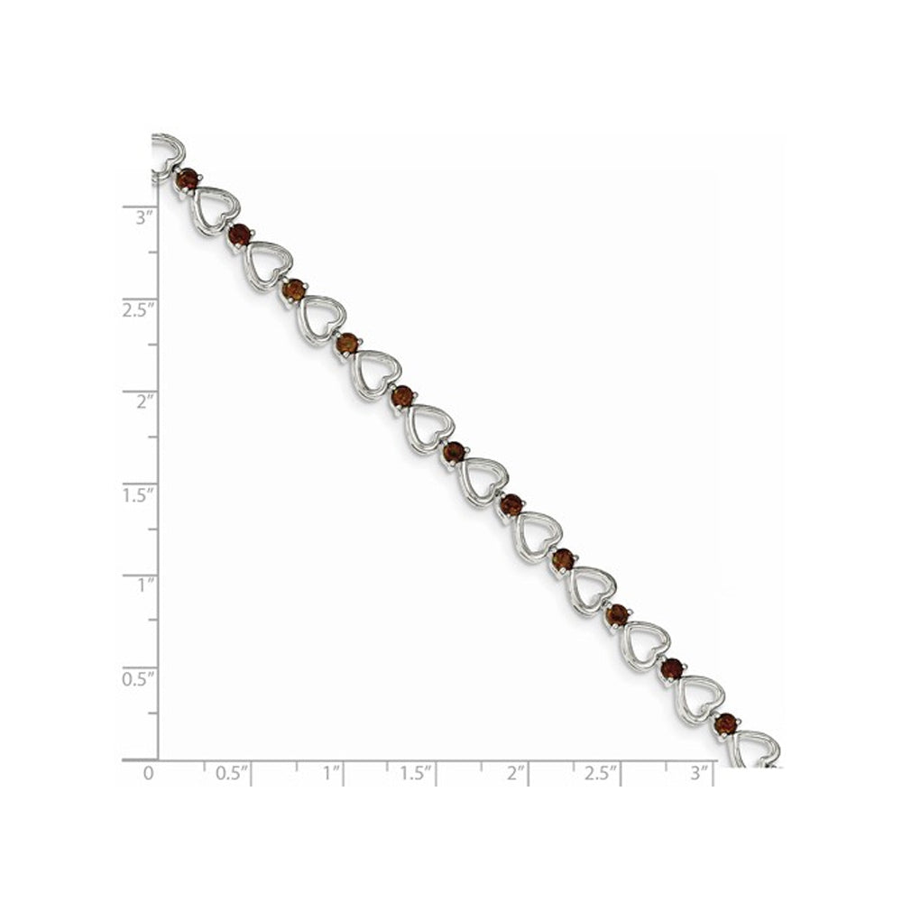 2.30 Carat (ctw) Garnet Heart Bracelet in Sterling Silver Image 2