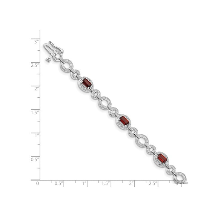 2.70 Carat (ctw) Garnet Oval Link Bracelet in Strerling Silver Image 4