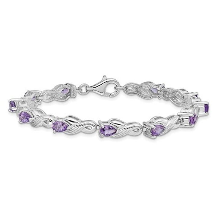 3.45 Carat (ctw) Amethyst Bracelet in Sterling Silver Image 1