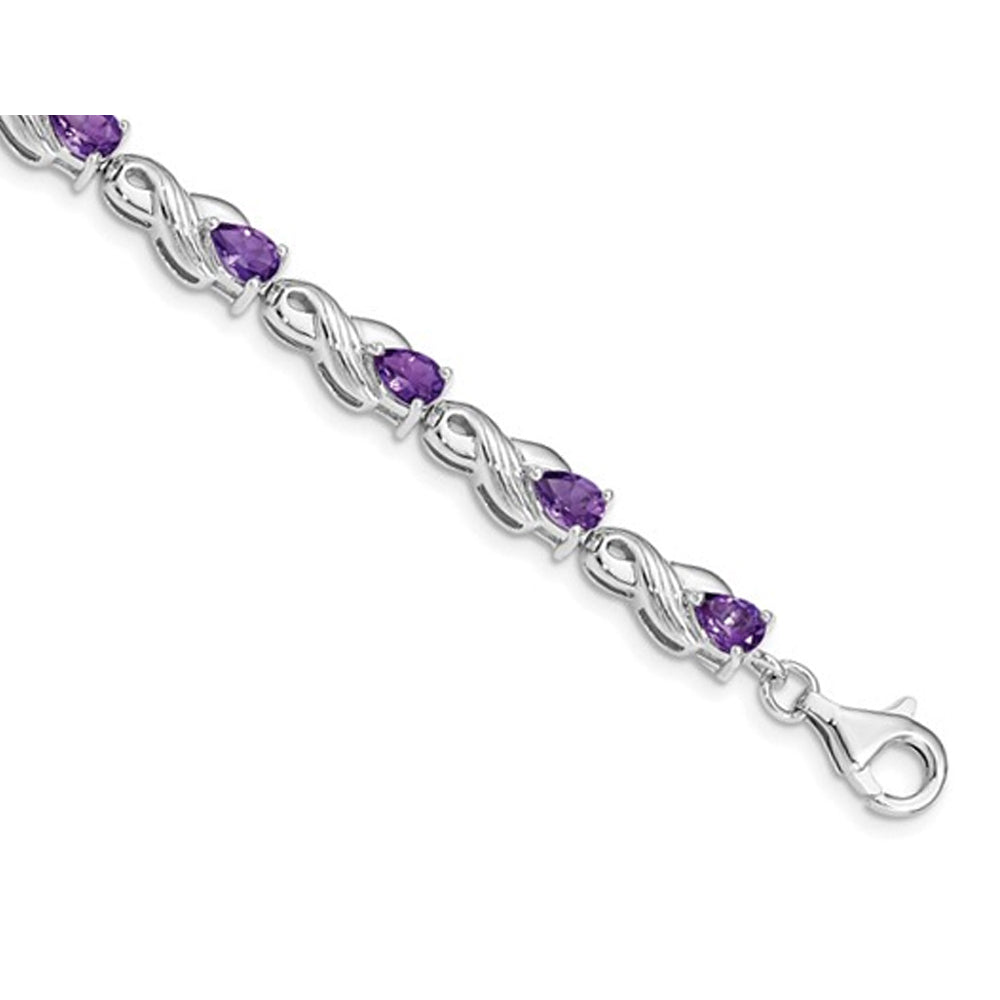 3.45 Carat (ctw) Amethyst Bracelet in Sterling Silver Image 3