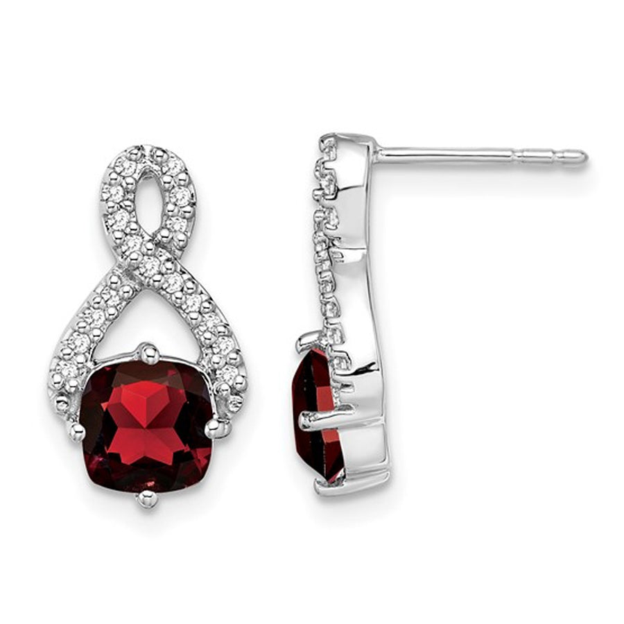 2.50 Carat (ctw) Garnet Infnity Earrings in 14K White Gold with Diamonds Image 1