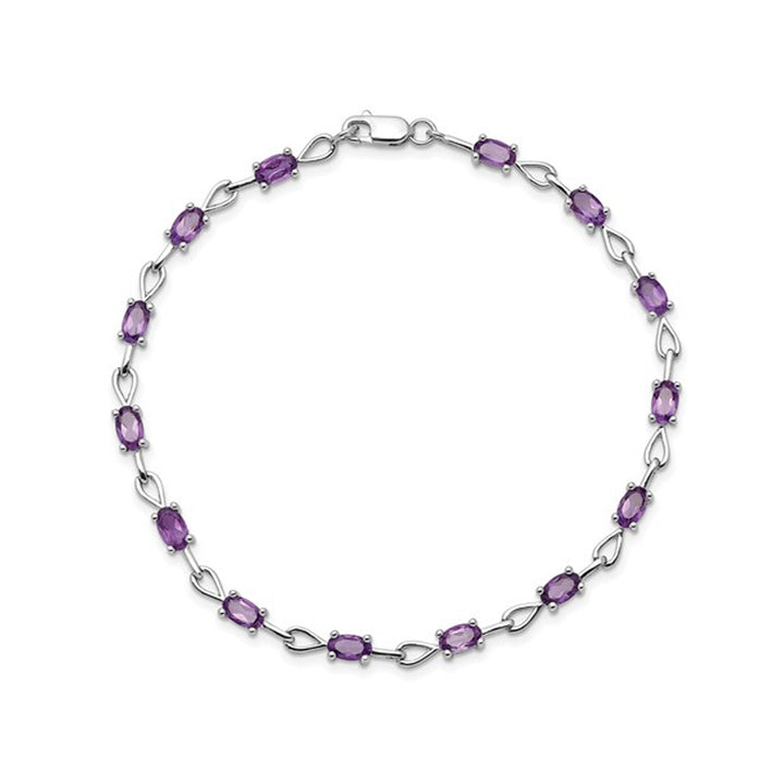 2.95 Carat (ctw) Purple Amethyst Link Bracelet in Sterling Silver Image 1