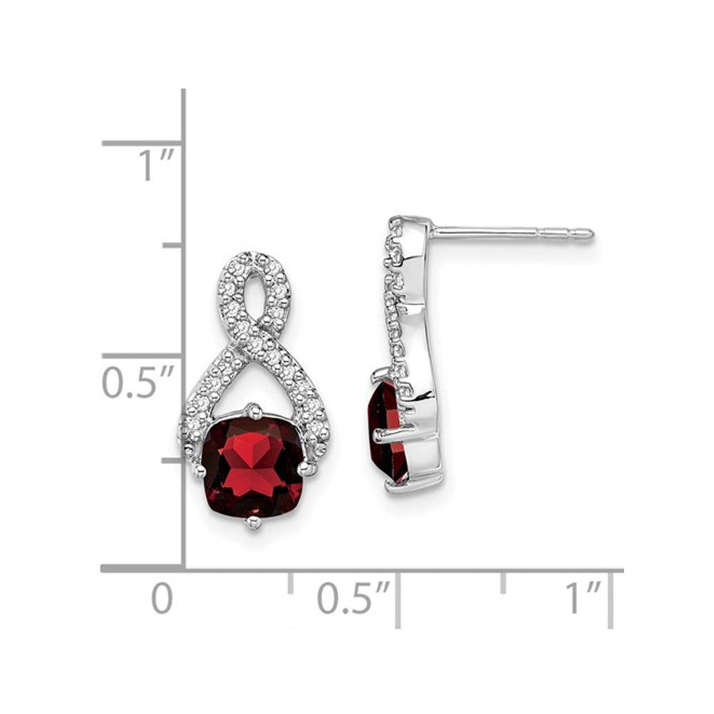 2.50 Carat (ctw) Garnet Infnity Earrings in 14K White Gold with Diamonds Image 3