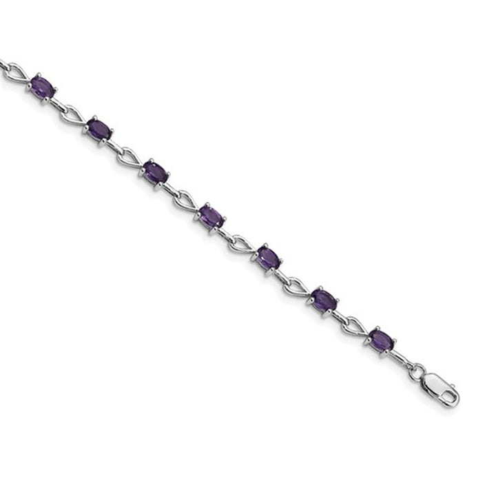 2.95 Carat (ctw) Purple Amethyst Link Bracelet in Sterling Silver Image 4