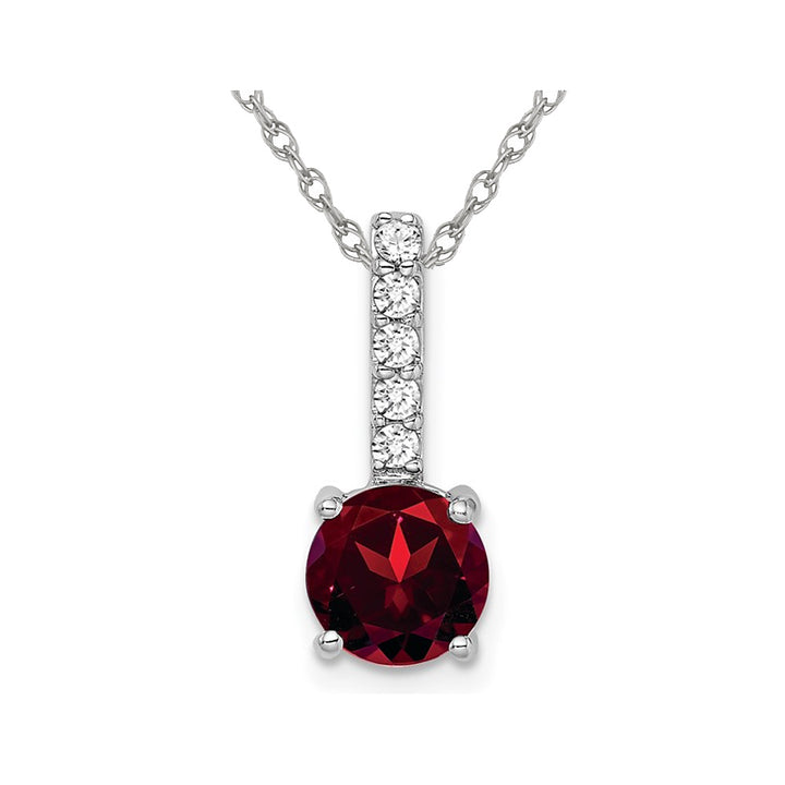 1.25 Carat (ctw) Garnet Pendant Necklace in 14K White Gold with Diamonds Image 1