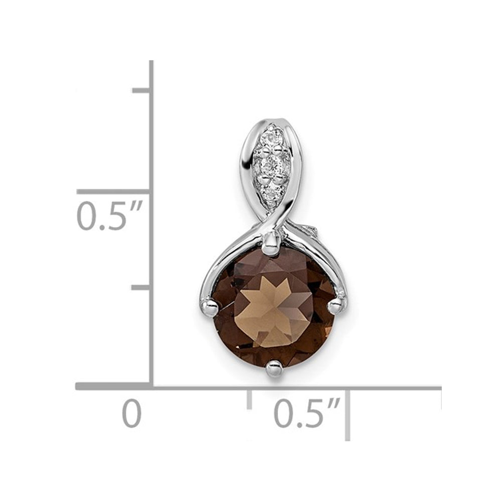 1.75 Carat (ctw) Smoky Quartz and White Topaz Pendant Necklace in Sterling Silver with Chain Image 2