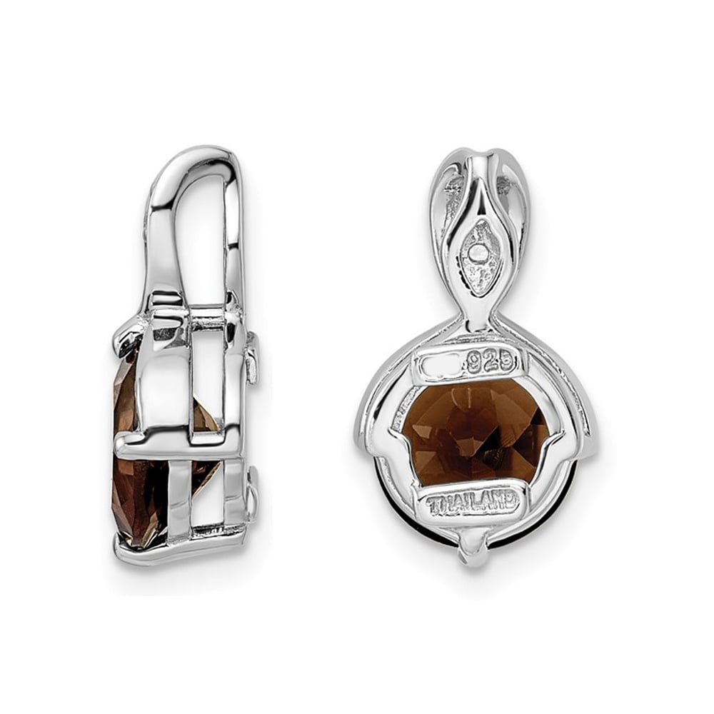 1.75 Carat (ctw) Smoky Quartz and White Topaz Pendant Necklace in Sterling Silver with Chain Image 3